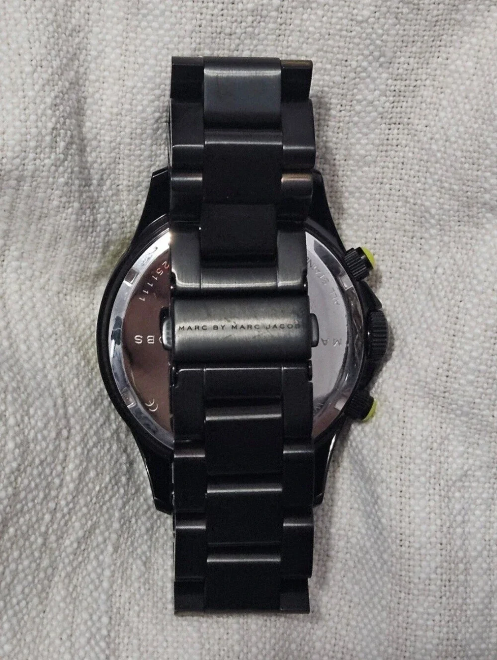 Marc by Marc Jacobs Black Chronograph Watch Neon Green Stainless Steel, Men's